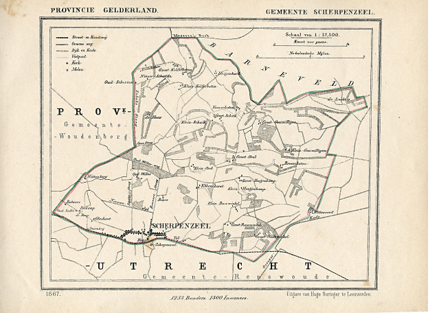 Alte Karte von Provence, Frankreich, zeigt Straßen, Gebäude und Sehenswürdigkeiten mit geschriebenem Text.