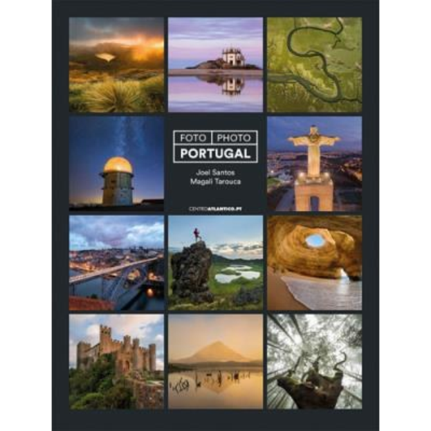 Collage-Poster von Portugal mit Sehenswürdigkeiten, Natur und Text.