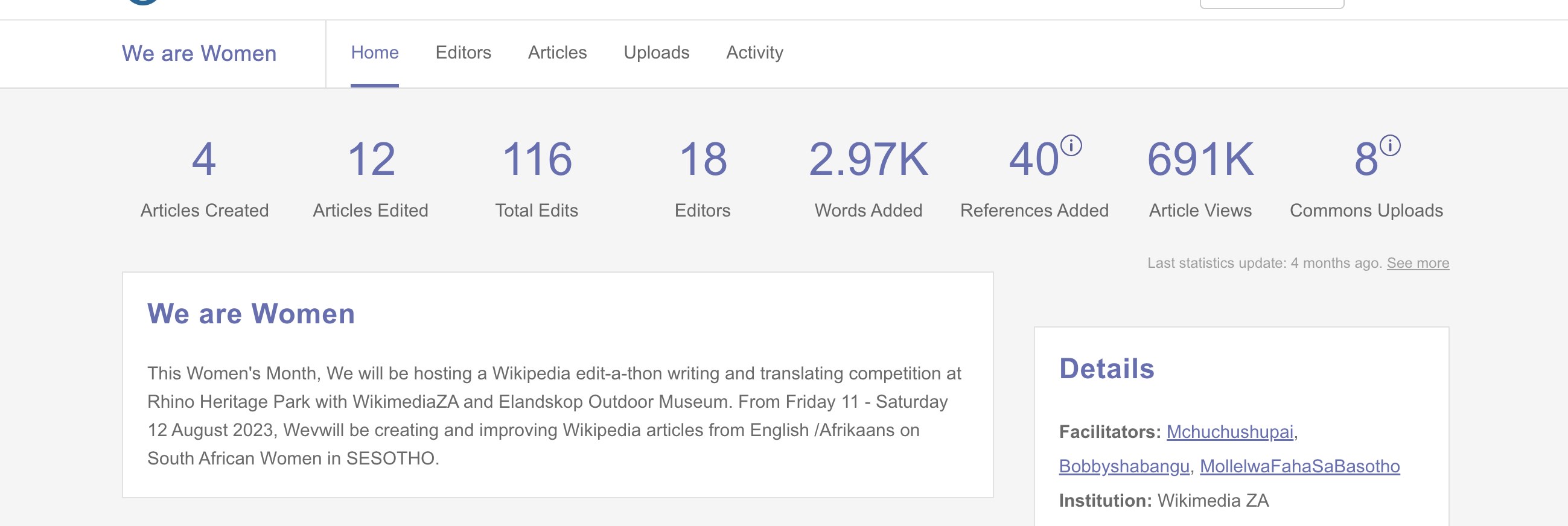 Ein Screenshot einer Google-Suchergebnisseite für "we are women", die Text, Zahlen und eine Suchleiste anzeigt.