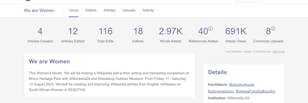 Ein Screenshot einer Google-Suchergebnisseite für "we are women", die Text, Zahlen und eine Suchleiste anzeigt.