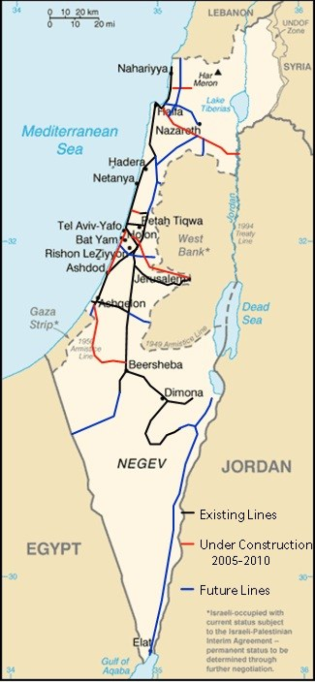 Detailierte Karte von Israel und Palästina mit Text und Linien, die das Ausmaß des Konflikts angeben, einschließlich Städte, Flüsse und geografische Merkmale.