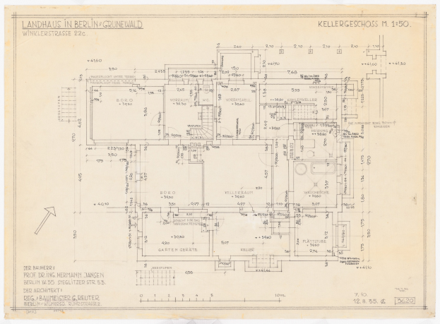 Ein Blueprint mit der Bezeichnung "Landhaus in Berlin", der ein Hausplan auf Papier zeigt.